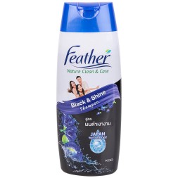 Шампунь против выпадения и для блеска тёмных волос Feather 340 мл