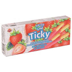 Бисквитные палочки Ticky покрытые кремом из легкого клубничного йогурта 18 гр
